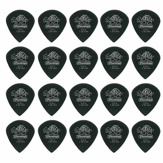 20 x Jim Dunlop Tortex Jazz 3 Pitch Black 1.35mm Guitar Picks III *NEW Free Post
