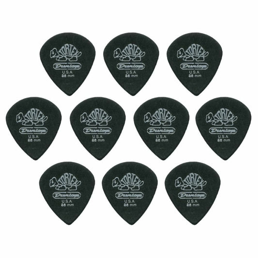 10 x Jim Dunlop Tortex Jazz 3 Pitch Black .88mm Guitar Picks III Free Post