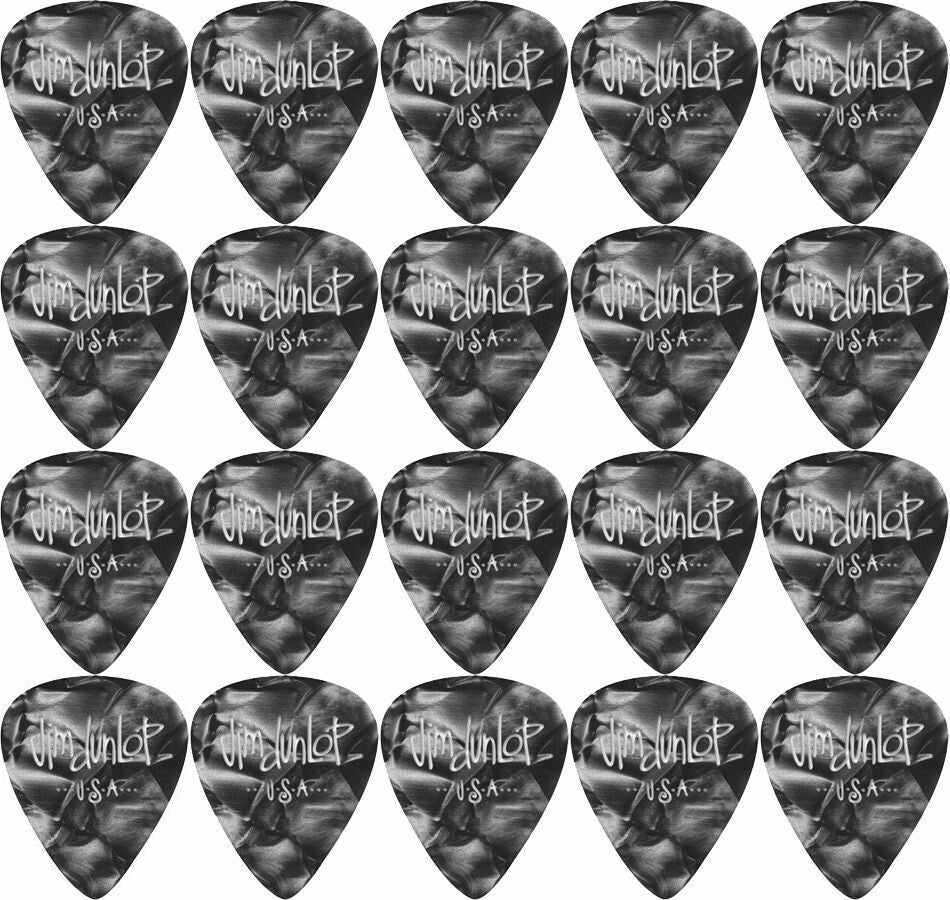 20 x Jim Dunlop Genuine Celluloid Black Pearloid Heavy Gauge Guitar Picks *NEW*