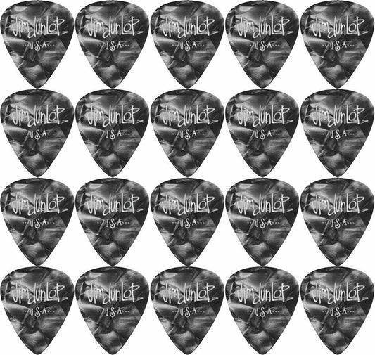 20 x Jim Dunlop Genuine Celluloid Black Pearloid Heavy Gauge Guitar Picks *NEW*
