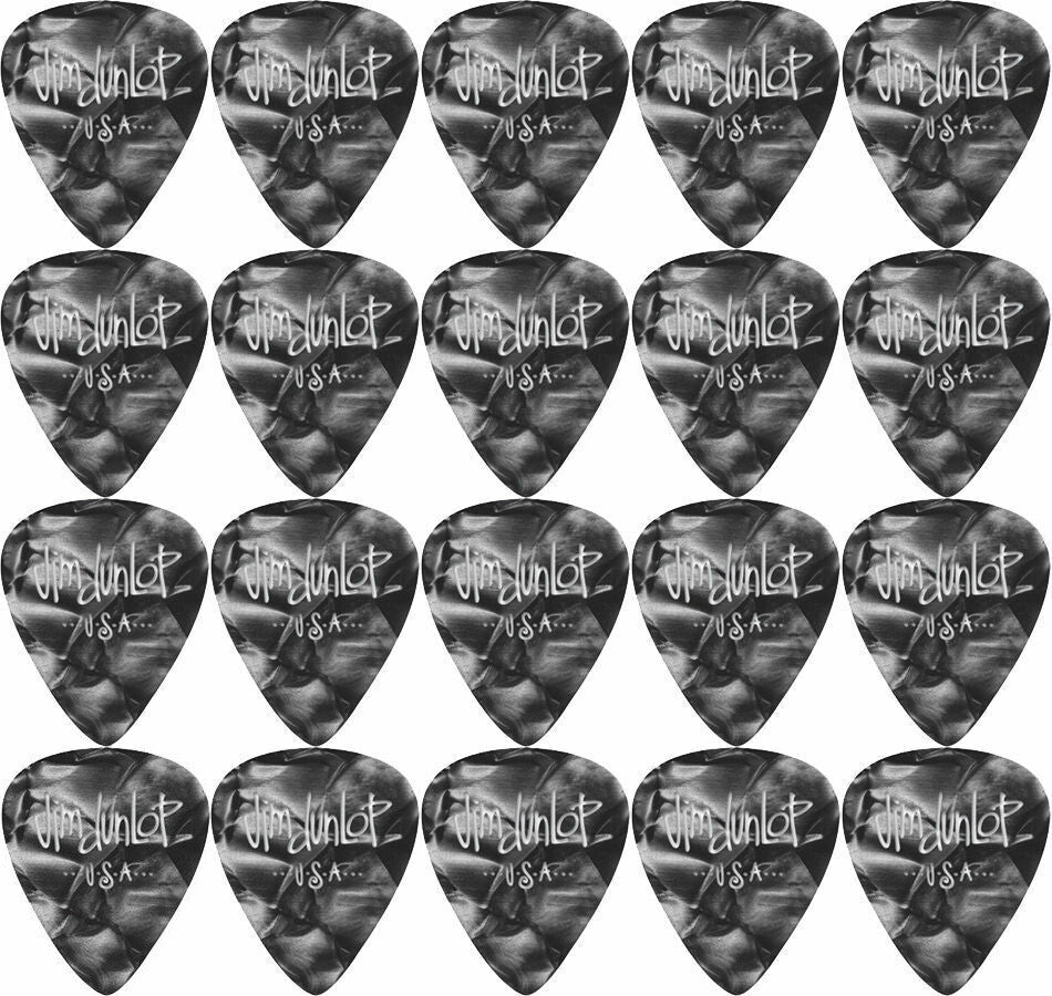 20 x Jim Dunlop Genuine Celluloid Black Pearloid Thin Gauge Guitar Picks *NEW*