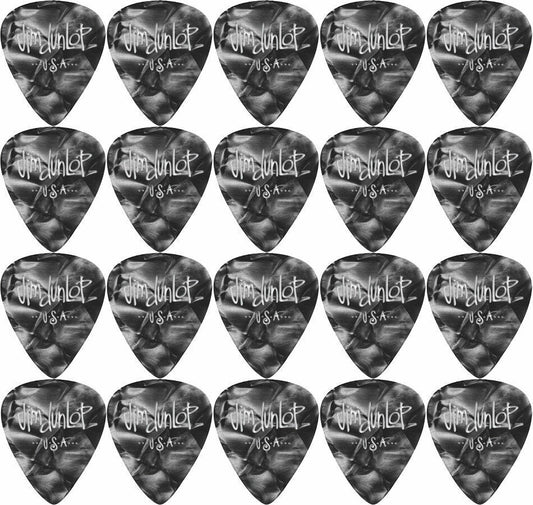 20 x Jim Dunlop Genuine Celluloid Black Pearloid Thin Gauge Guitar Picks *NEW*