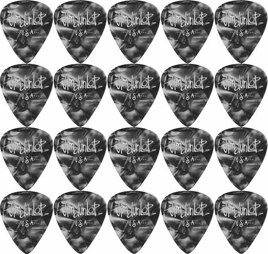 20 x Jim Dunlop Celluloid Black Pearloid Extra-Heavy Gauge Guitar Picks *NEW*