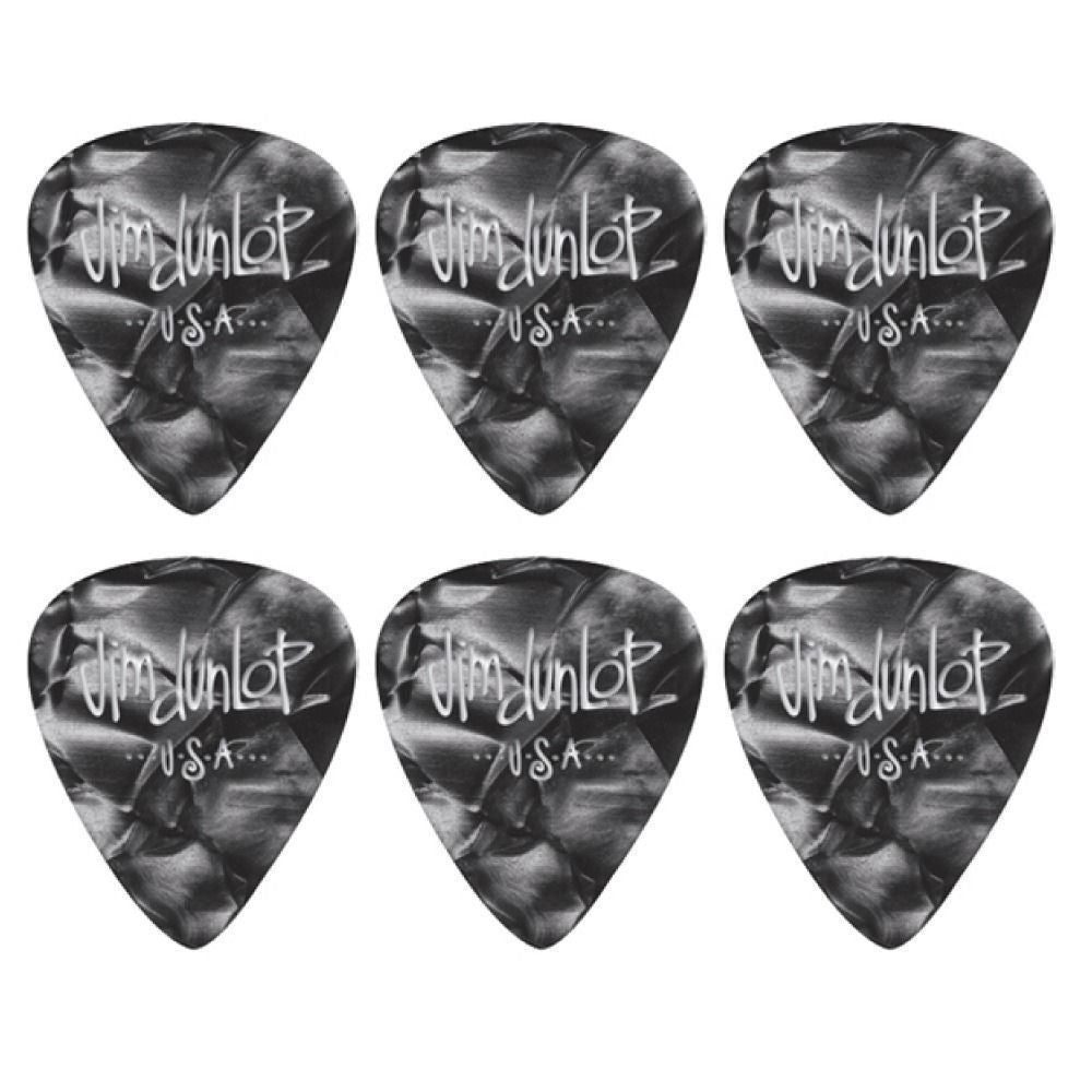 6 x Jim Dunlop Genuine Celluloid Black Pearloid X-Heavy Gauge Guitar Picks *NEW*