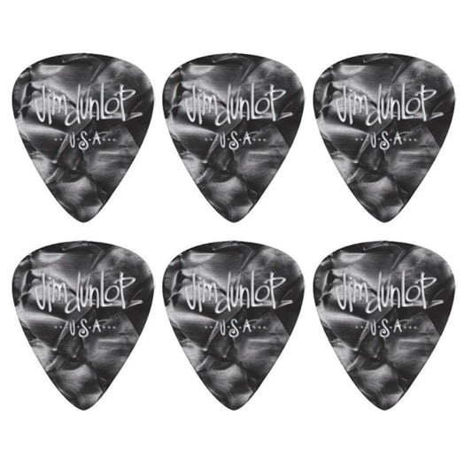 6 x Jim Dunlop Genuine Celluloid Black Pearloid X-Heavy Gauge Guitar Picks *NEW*