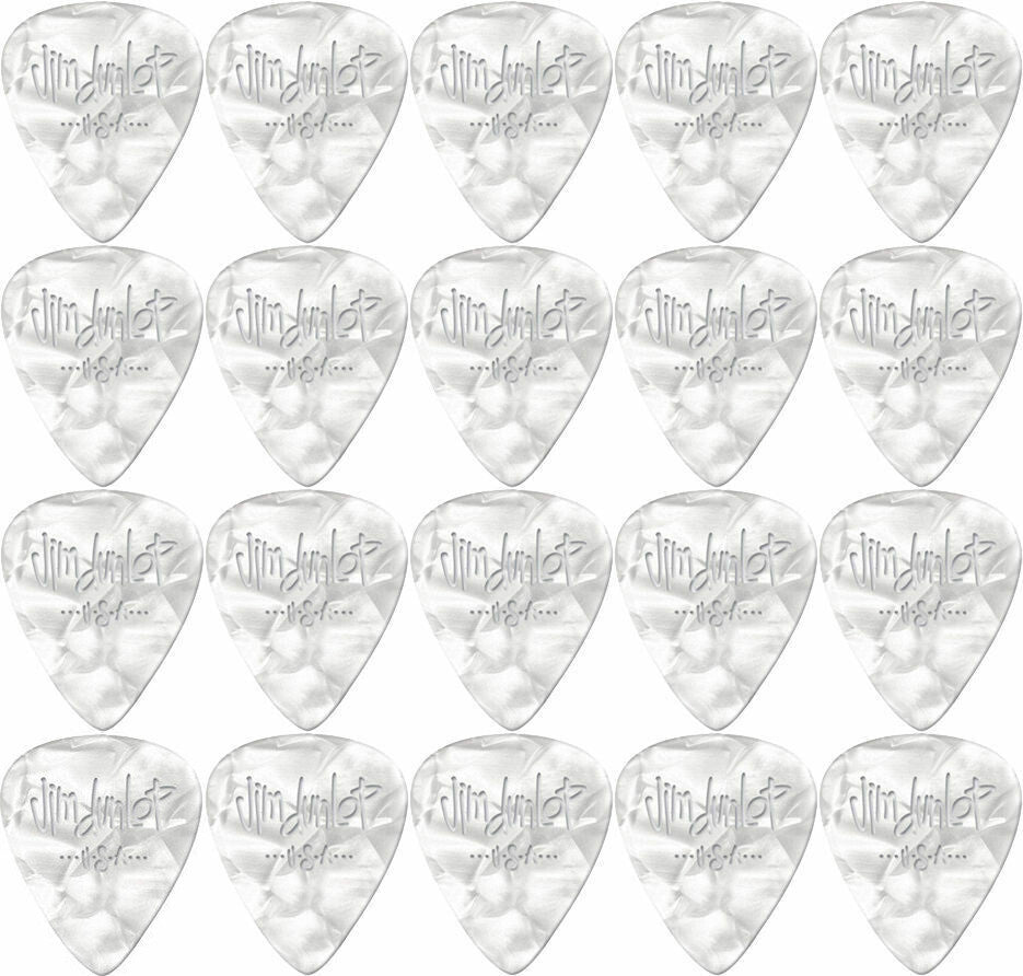 20 x Jim Dunlop Genuine Celluloid White Pearloid Medium Gauge Guitar Picks *NEW*