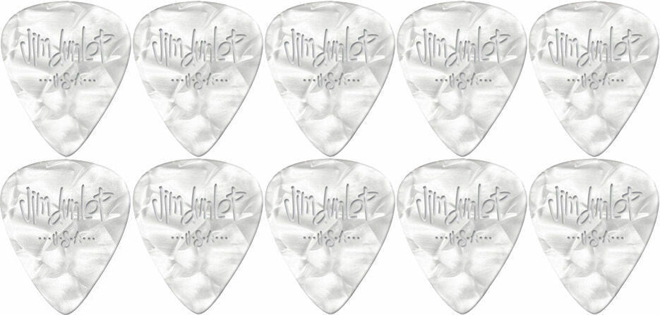 10 x Jim Dunlop Celluloid White Pearloid Extra-Heavy Gauge Guitar Picks *NEW*