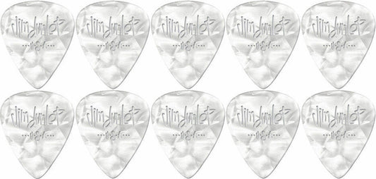 10 x Jim Dunlop Celluloid White Pearloid Extra-Heavy Gauge Guitar Picks *NEW*
