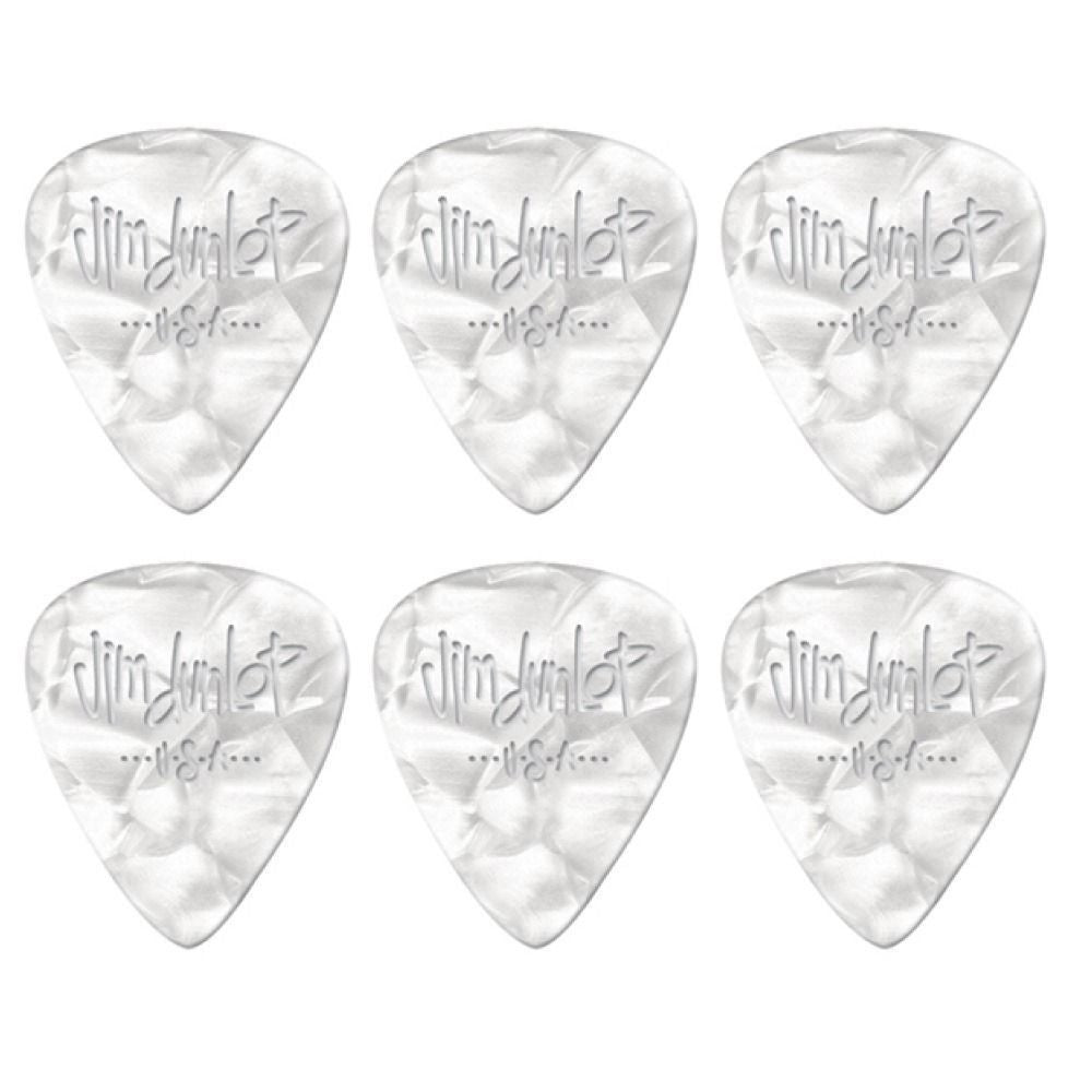 6 x Jim Dunlop Genuine Celluloid White Pearloid X-Heavy Gauge Guitar Picks *NEW*