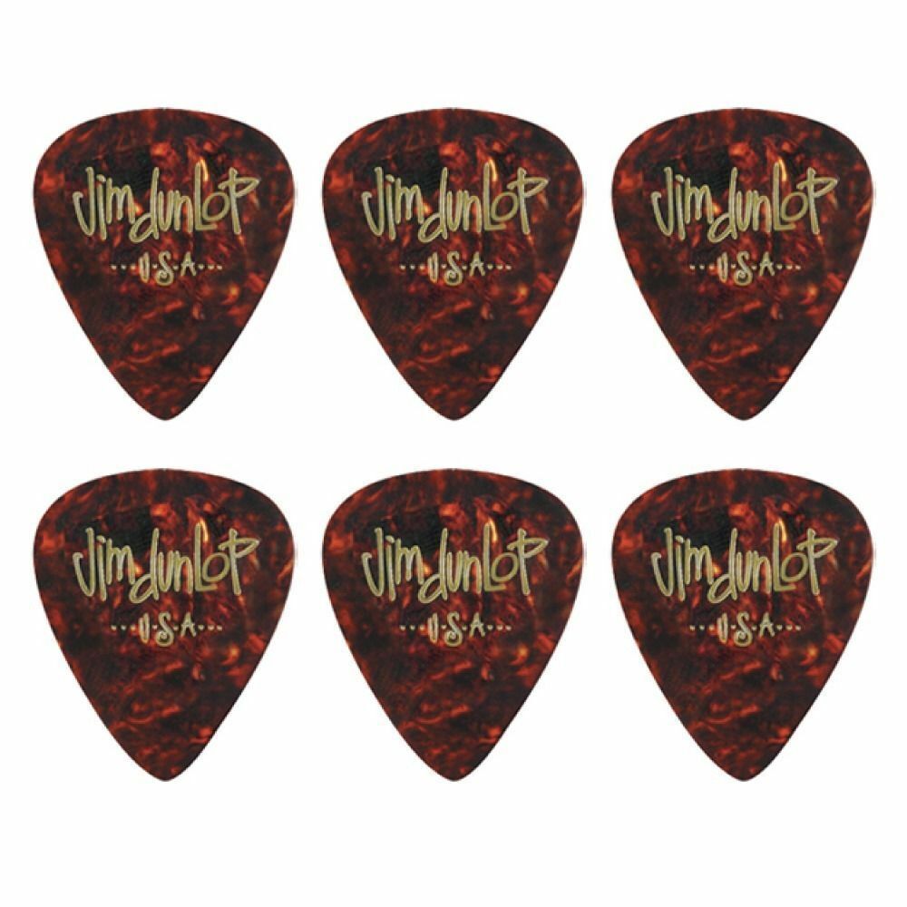 6 x Jim Dunlop Genuine Celluloid Shell Classics Heavy Gauge Guitar Picks *NEW*