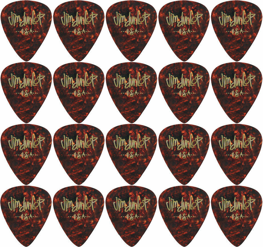 20 x Jim Dunlop Genuine Celluloid Shell Classics Medium Gauge Guitar Picks *NEW*