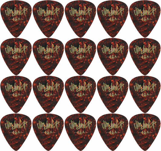 20 x Jim Dunlop Genuine Celluloid Shell Classics Medium Gauge Guitar Picks *NEW*