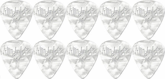10 x Jim Dunlop Genuine Celluloid White Pearloid Heavy Gauge Guitar Picks