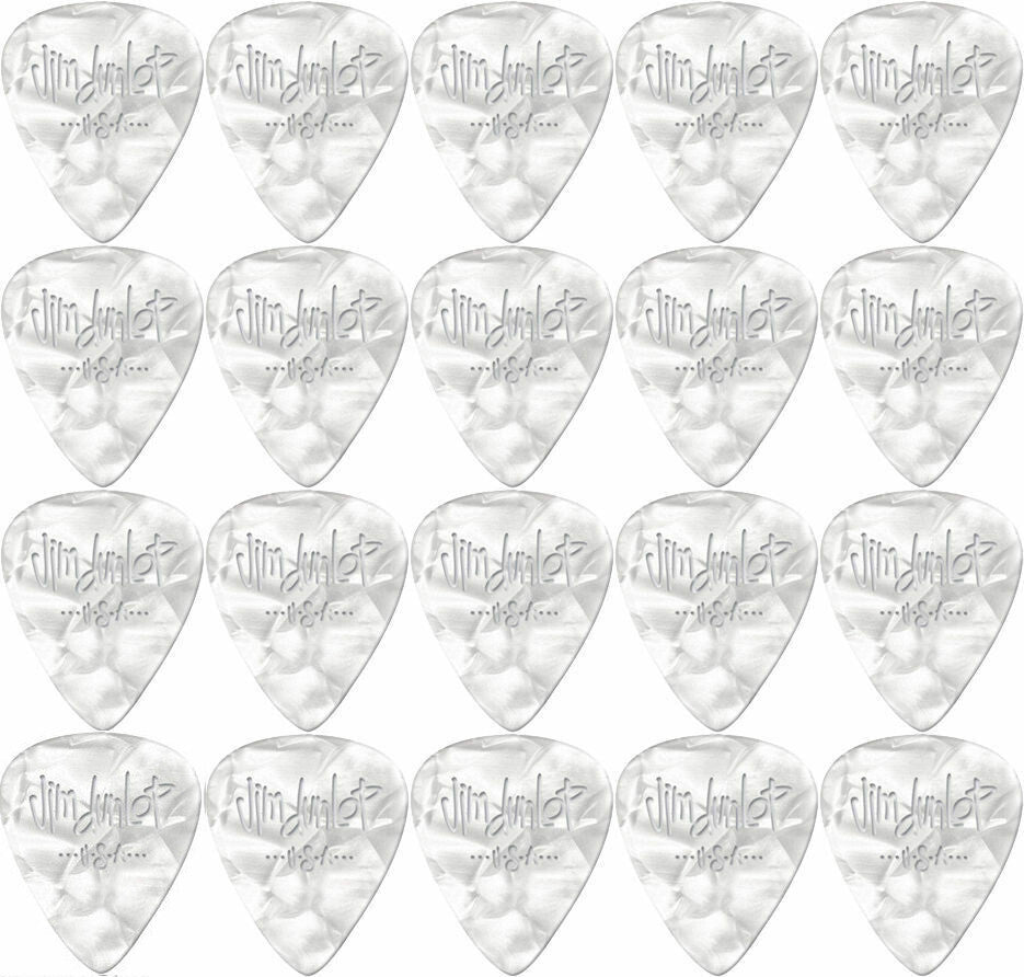 20 x Jim Dunlop Genuine Celluloid White Pearloid Heavy Gauge Guitar Picks