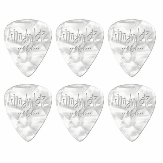 6 x Jim Dunlop Genuine Celluloid White Pearloid Heavy Gauge Guitar Picks