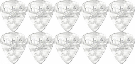 10 x Jim Dunlop Genuine Celluloid White Pearloid Thin Gauge Guitar Picks *NEW*