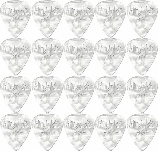 20 x Jim Dunlop Genuine Celluloid White Pearloid Thin Gauge Guitar Picks *NEW*