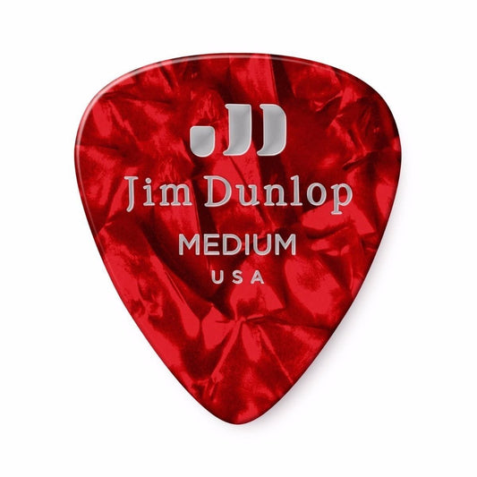72 x Jim Dunlop Genuine Celluloid Red Pearloid Medium Gauge Guitar Picks *NEW*