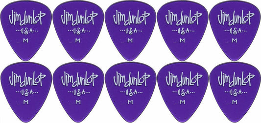 10 x Jim Dunlop Gels Purple Medium Gauge Guitar Picks USA Cheap Pack