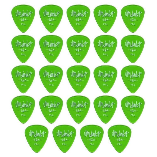 24 x Jim Dunlop Gels Medium Light Gauge Guitar Picks USA Cheap Pack Green