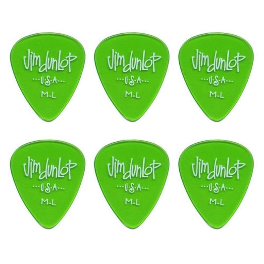 6 x Jim Dunlop Gels Medium Light Gauge Guitar Picks USA Cheap Pack Green