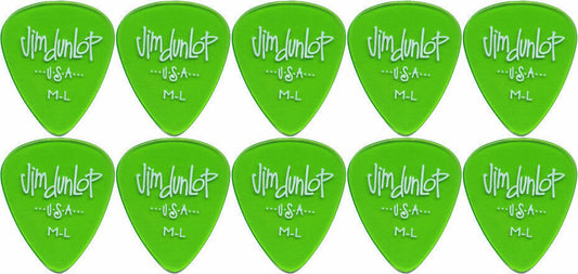 10 x Jim Dunlop Gels Green Medium Light Gauge Guitar Picks USA Cheap Pack