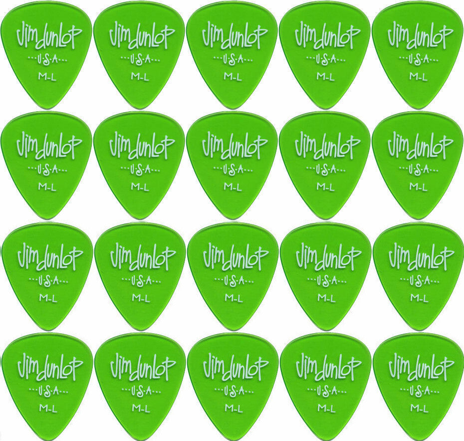 20 x Jim Dunlop Gels Green Medium Light Gauge Guitar Picks USA Bulk Pack