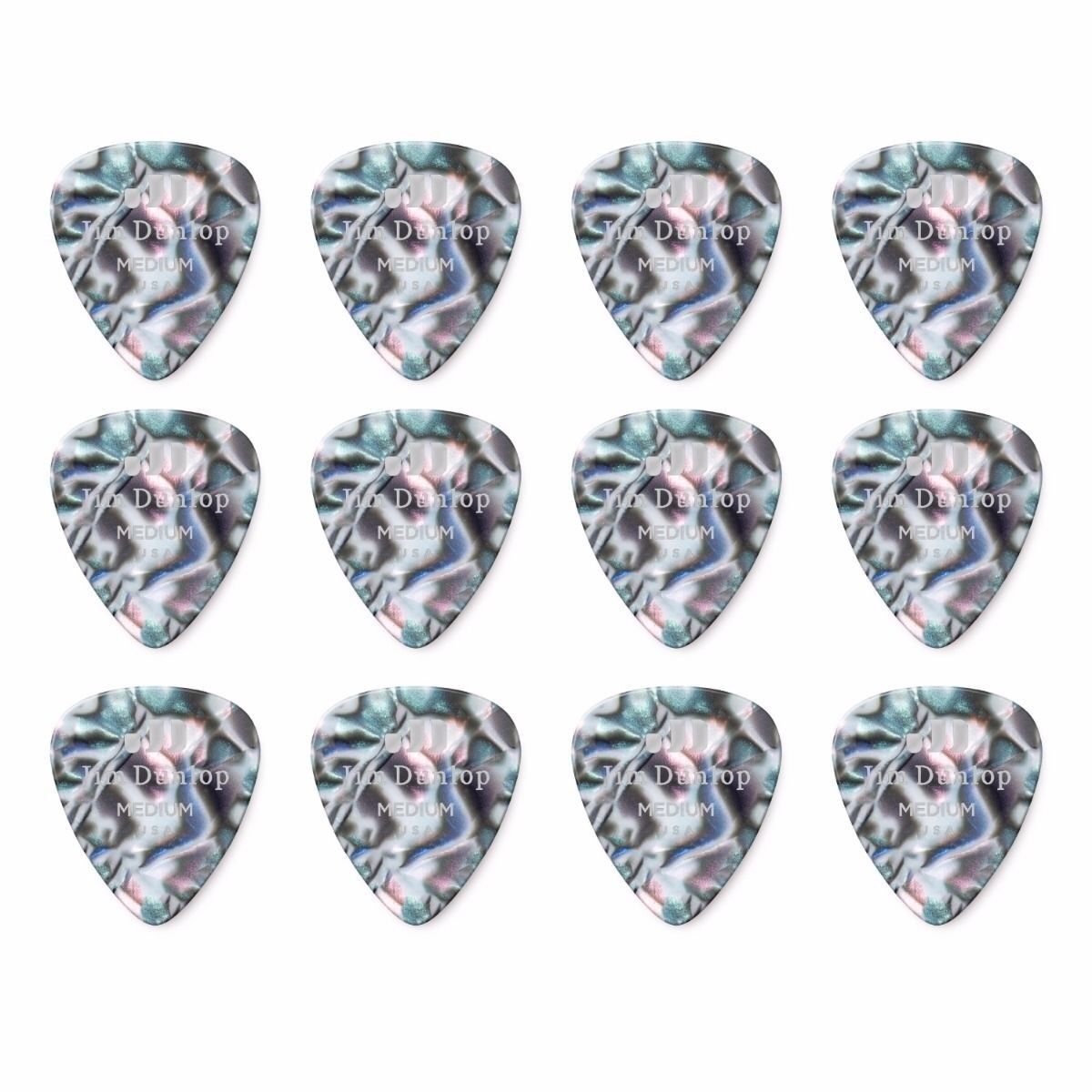 12 x Jim Dunlop Genuine Celluloid Abalone Medium Gauge Guitar Picks *NEW*