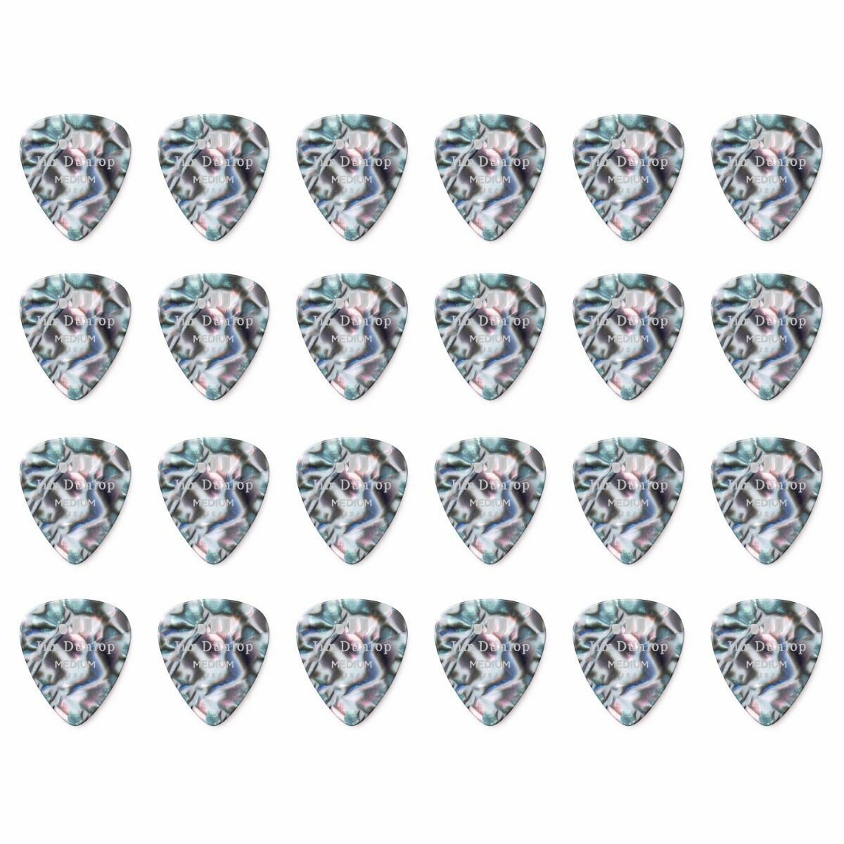 24 x Jim Dunlop Genuine Celluloid Abalone Medium Gauge Guitar Picks *NEW*