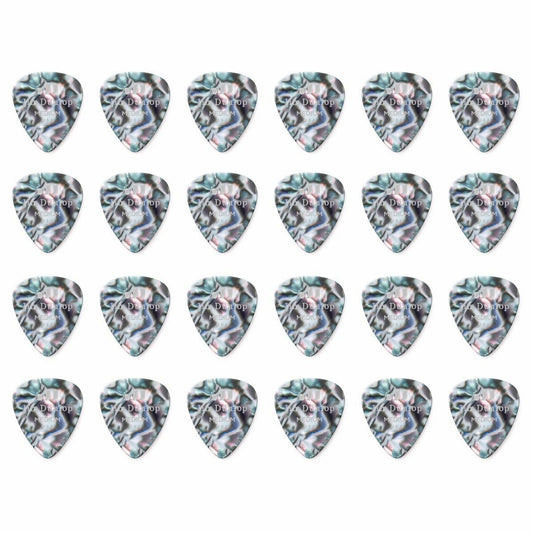 24 x Jim Dunlop Genuine Celluloid Abalone Medium Gauge Guitar Picks *NEW*