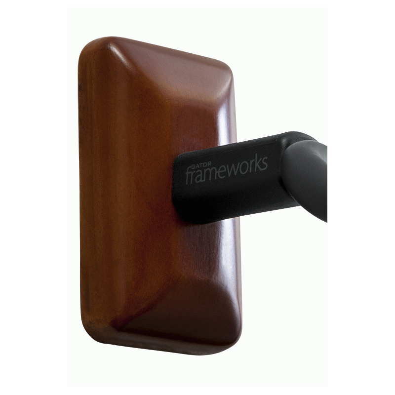 Gator Frameworks Wall Mounted Guitar Hanger with Mahogany Mounting Plate — view 2