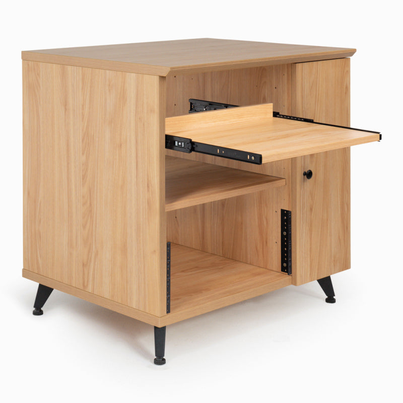 Gator GFW-EliteSideCar-MPL Elite Studio Sidecar Rack with Configurable Rack Space and Shelf in Driftwood Maple — view 3