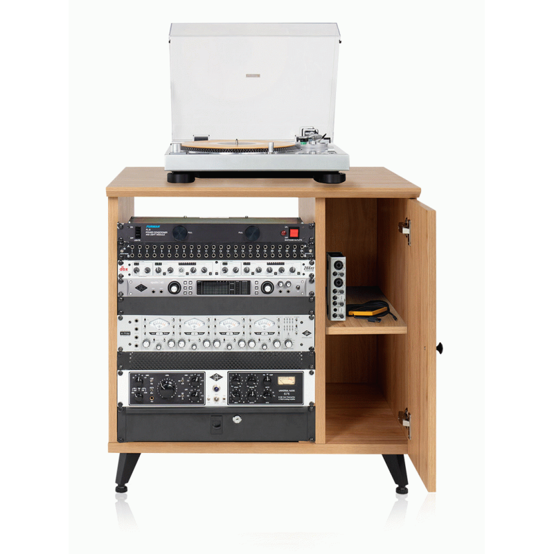 Gator GFW-EliteSideCar-MPL Elite Studio Sidecar Rack with Configurable Rack Space and Shelf in Driftwood Maple — view 4