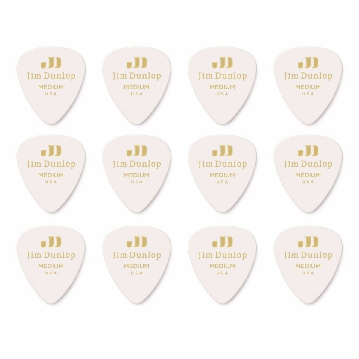 12 x Jim Dunlop Genuine Celluloid White Classic Medium Gauge Guitar Picks *NEW*