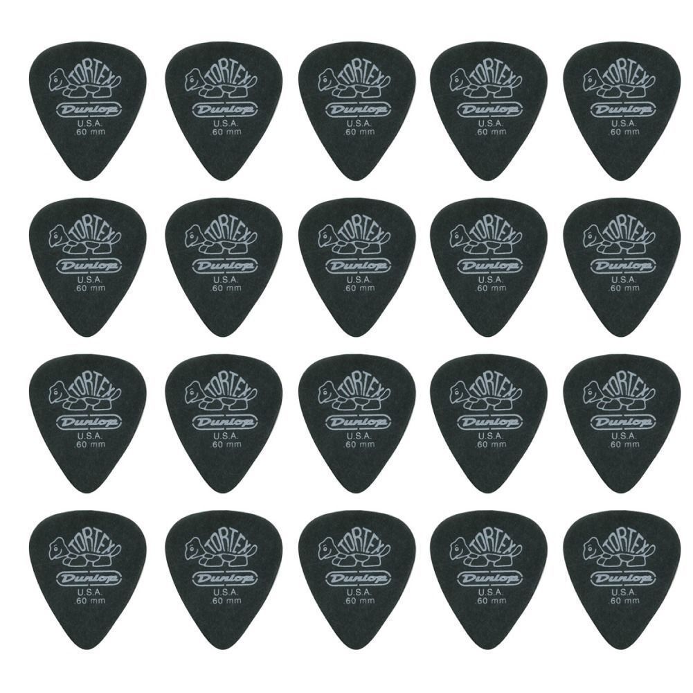 20 x Jim Dunlop Tortex Pitch Black .60MM Guitar Picks 488R Free Shipping