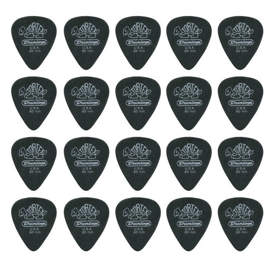20 x Jim Dunlop Tortex Pitch Black .60MM Guitar Picks 488R Free Shipping