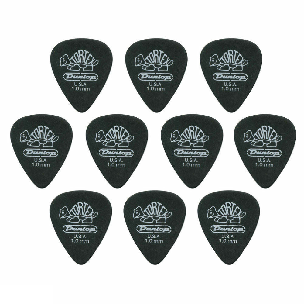 10 x Jim Dunlop Tortex Pitch Black 1.00mm Guitar Picks 488R Free Postage