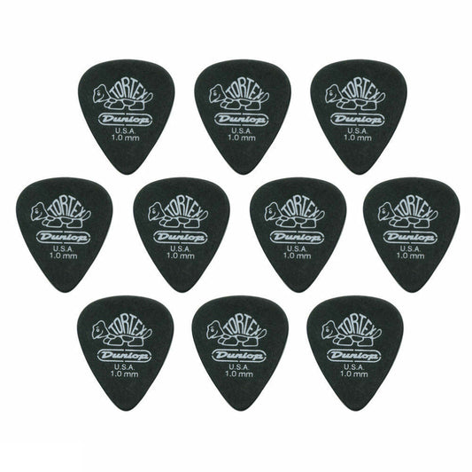 10 x Jim Dunlop Tortex Pitch Black 1.00mm Guitar Picks 488R Free Postage