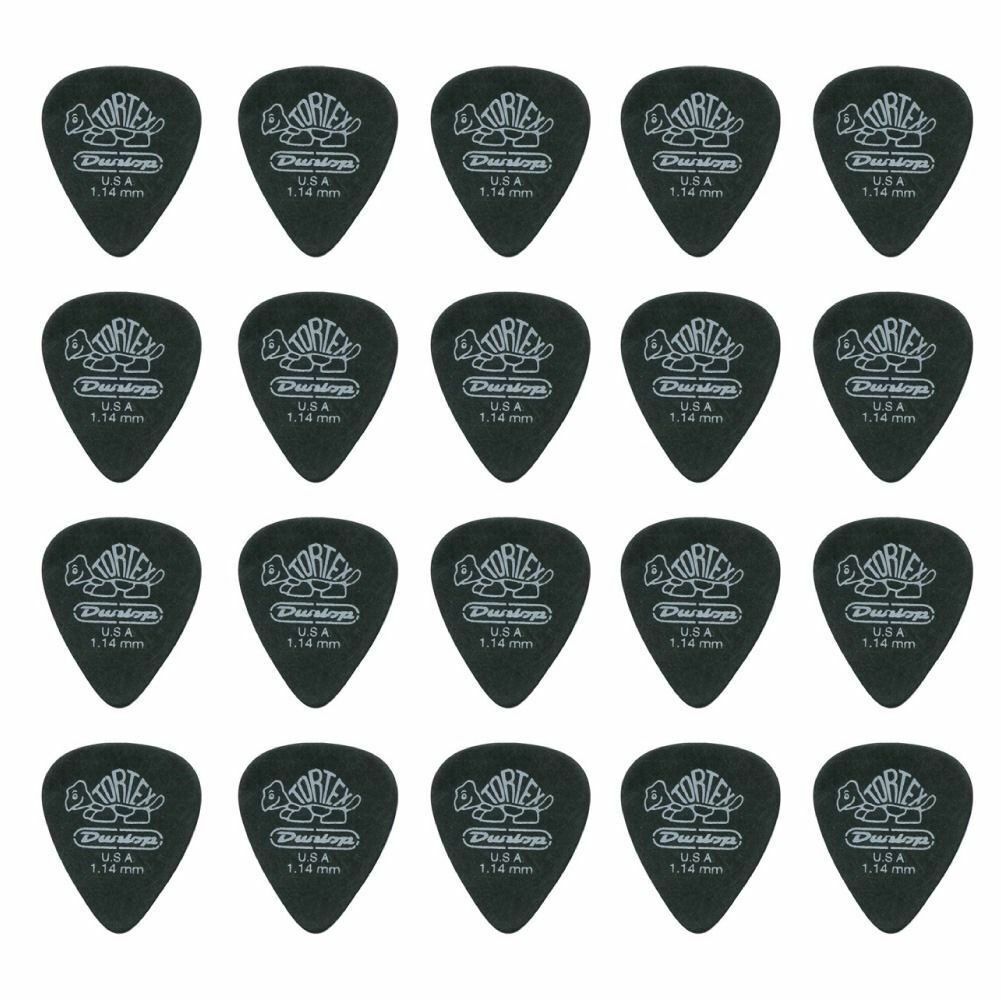20 x Jim Dunlop Tortex Jim Pitch Black 1.14MM Guitar Picks Free Shipping
