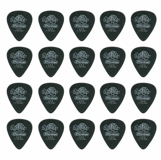 20 x Jim Dunlop Tortex Jim Pitch Black 1.14MM Guitar Picks Free Shipping