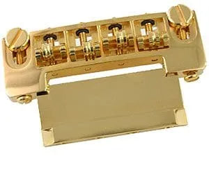 Schaller Bass Bridge 462 Gold Heavy Duty 4-String Roller Bridge with Height Adjustment Posts