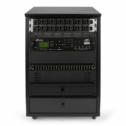 Gator GFW-ELITESTUDIORK12-BLK 12U Angled Studio Rack with Locking Casters