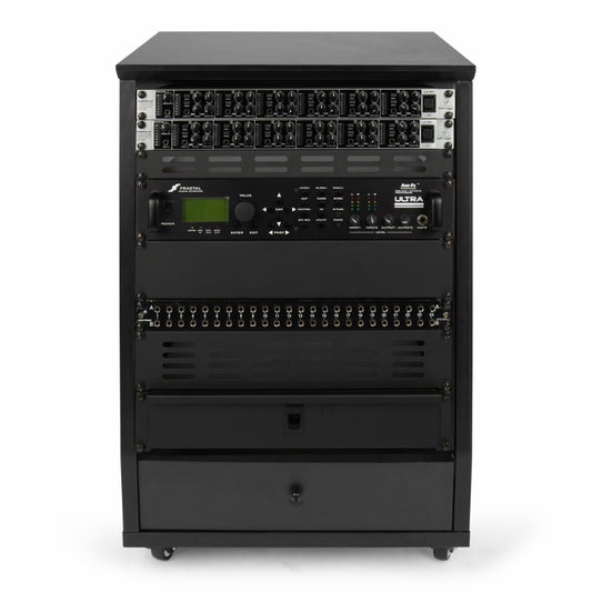 Gator GFW-ELITESTUDIORK12-BLK 12U Angled Studio Rack with Locking Casters Black
