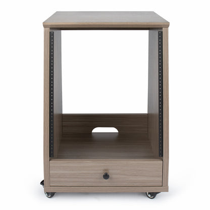 Gator GFW-ELITESTUDIORK12-GRY 12U Angled Studio Rack with Locking Casters - Driftwood Grey Finish — view 4