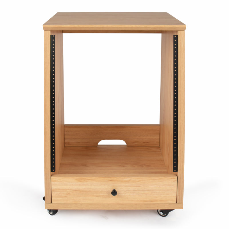 Gator GFW-ELITESTUDIORK12-MPL 12U Angled Studio Rack with Locking Casters - Natural Maple Finish — view 3