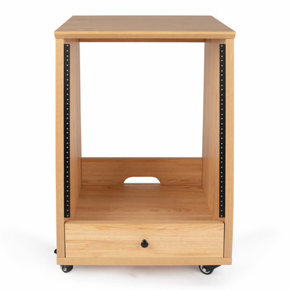 Gator GFW-ELITESTUDIORK12-MPL 12U Angled Studio Rack with Locking Casters - Natural Maple Finish — view 3