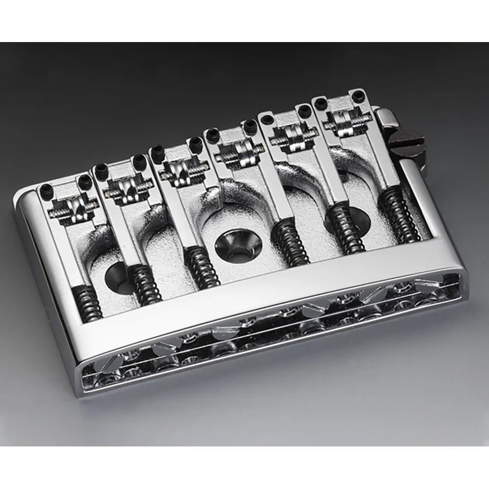 Schaller 3D-6 Chrome Guitar Bridge - 12120200 - Adjustable Height, Intonation, String Spacing, Roller Saddles, Brass Construction