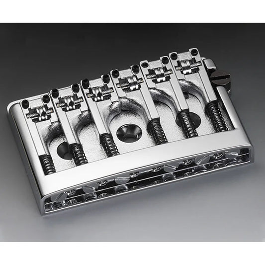 Schaller 3D-6 Chrome Guitar Bridge - Adjustable Height, Intonation, String Spacing, Pure Sound Brass Saddles, Roller Saddles, Not Left-Handed Compatib