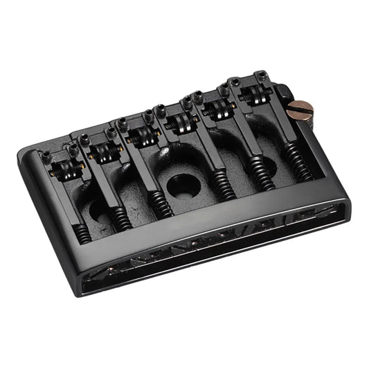 Schaller 3D-6 Black Guitar Bridge - 12120400, Adjustable Height & Intonation, Roller Saddles, Brass Construction, Fits E-e String Spacing 50-56.5mm