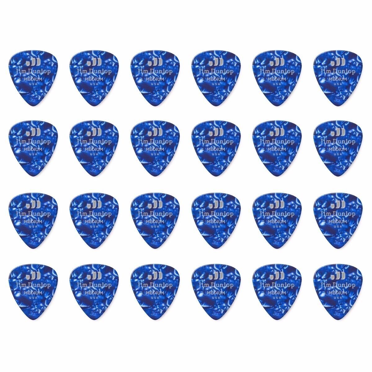 24 x Jim Dunlop Genuine Celluloid Blue Pearloid Medium Gauge Guitar Picks *NEW*